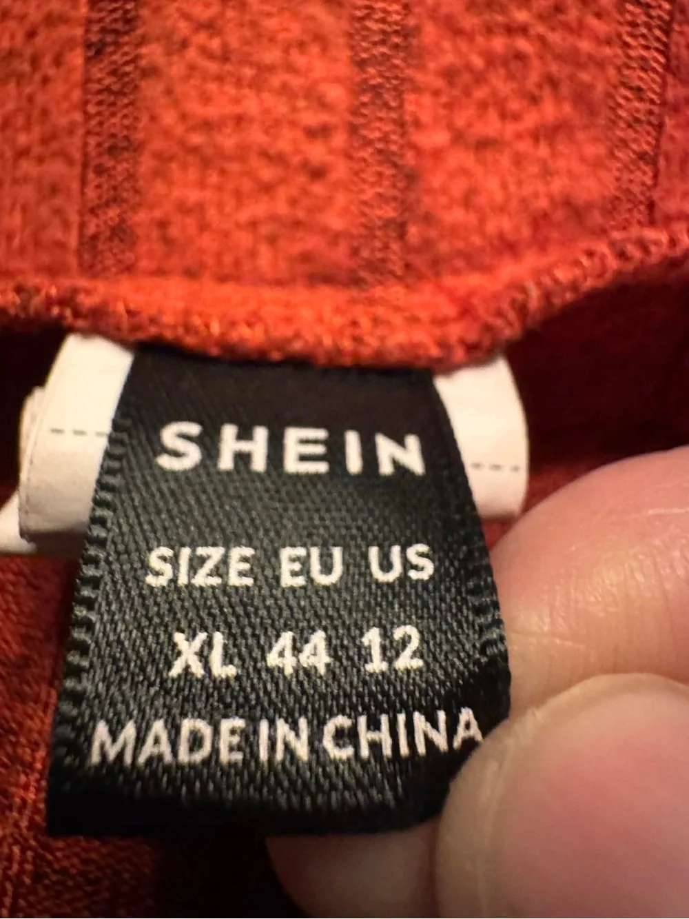 SHEIN rust orange ribbed knit top SIZE 12